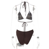 SC Sexy Button Patchwork Bikinis 2 Piece Swimsuit GLAG-S5A20752F