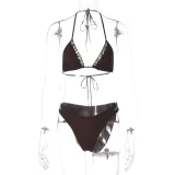 SC Sexy Button Patchwork Bikinis 2 Piece Swimsuit GLAG-S5A20752F