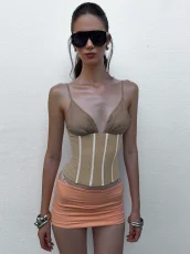 SC Deep V Neck Contrast Color Tank Top GLAG-T6121096G