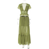 SC Loose Lace Chiffon Top Long Skirts Suit GLAG-S5C20898G
