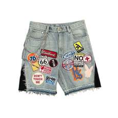 SC Embroidered Patchwork Denim Shorts GZLX-2024