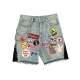 SC Embroidered Patchwork Denim Shorts GZLX-2024