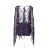 SC Mesh Backless Tie Up Mini Dress GLAG-D5C21067H