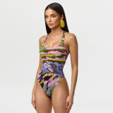 SC U-neck Painted Print Bodysuit Seventh Pants 2 Piece Set MXBF-J26ST195