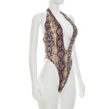 SC Deep V Neck Print Backless Bodysuit MXBF-J26BS204