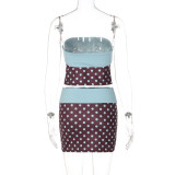 SC Polka Dot Print Contrast Color Two Piece Skirts Set GLAG-S5C20905G