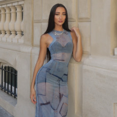SC O Neck Sleeveless Print Maxi Dress GJYO-JD305366