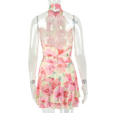 SC Print Sleeveless Mini Dress GJYO-JD305273