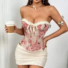 SC Lace Flowers Print Tube Tops Vest GPBY-VE8428