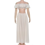 SC Solid Color Wrap Chest Top Long Skirt Suit GYME-K6S09155A