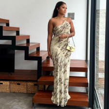 SC Print Halterneck Backless Maxi Dress GJYO-JD305387