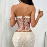 SC Lace Flowers Print Tube Tops Vest GPBY-VE8428