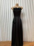 SC 3D Rose Backless Maxi Dress  GMYU-95651
