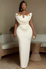 SC One Shoulder Metal-Buckle Maxi Dress  GMYU-11185
