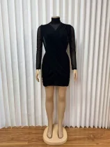 SC Long Sleeve Mesh See Through Mini Dress GMYU-10228