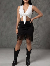 SC Solid Color Tassel Mid-Skirts GZIY-6388