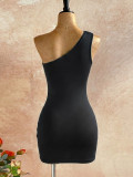 SC Slash Shoulder Ruched Mini Dress GZIY-6387