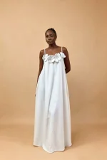 SC Solid Color Floral Print Maxi Dress GADE-10388