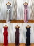 SC Solid Color Hot Drill Tube Top Dress GADE-11177