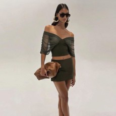 SC One Shoulder Top Two Piece Skirts Set GYME-K6S06871A