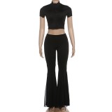 SC Solid Color Top Flare Pants 2 Piece Set GYME-K6S05851A