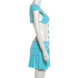 SC Solid Color Patchwork Two Piece Skirts Set GZJQ-K6D08883A