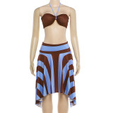 SC Sexy Print Halterneck Two Piece Skirt Set GZJQ-K6S09118A