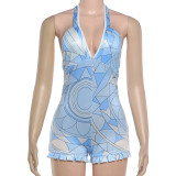 SC Print Halterneck Backless Romper GZJQ-K6Q08064A