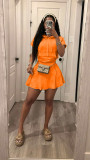SC Solid Color Short Sleeve Two Piece Skirt Set TR-1371