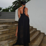SC Solid Color Irregular Backless Maxi Dress GJYO-JD303131