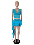 SC Lace Patchwork Ruffles Two Piece Skirt Set(With Safety Pants)SHD-8107