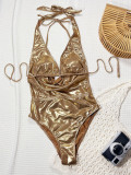 SC Halterneck Tie Up One Piece Swimsuit CSYZ-G713RX