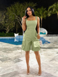 SC Solid Color High Waist Romper ZSD-0783