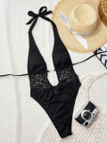 SC Lace Patchwork Backless One Piece Swimsuit CSYZ-G863RY