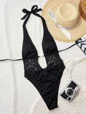 SC Lace Patchwork Backless One Piece Swimsuit CSYZ-G863RY