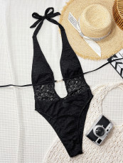 SC Lace Patchwork Backless One Piece Swimsuit CSYZ-G863RY