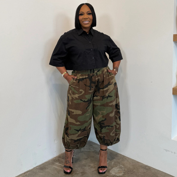 SC Plus Size Camouflage Print Loose Pants NNWF-8164