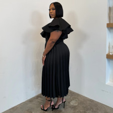 SC Plus Size Solid Color Ruffles Sleeve Midi Dress NNWF-8169