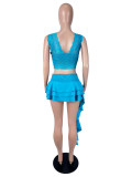 SC Lace Patchwork Ruffles Two Piece Skirt Set(With Safety Pants)SHD-8107