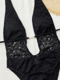 SC Lace Patchwork Backless One Piece Swimsuit CSYZ-G863RY