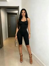 SC Solid Color Halterneck Tight Romper MEM-88701