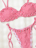 SC Stripe Tie Up Bikinis 2 Piece Swimsuit CSYZ-G721W