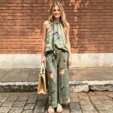 SC Print Sleeveless Loose Two Piece Pants Set SHD-8109