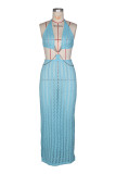 SC Deep V Neck Backless Knits Maxi Dress ZSD-0350