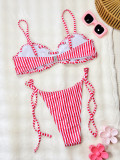 SC Stripe Tie Up Bikinis 2 Piece Swimsuit CSYZ-G721W