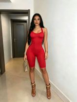 SC Solid Color Halterneck Tight Romper MEM-88701