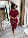 SC Sport Shrot Sleeve Tops Solid Color Pants Suit BMF-880