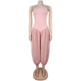 SC Solid Color Ruched Off Shoulder Jumpsuit BY-7717