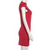 SC Hollow Out Solid Color Mini Dress XEF-K6D08956A