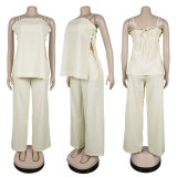 SC Solid Color Sling Top Loose Two Piece Pants Set NY-3892